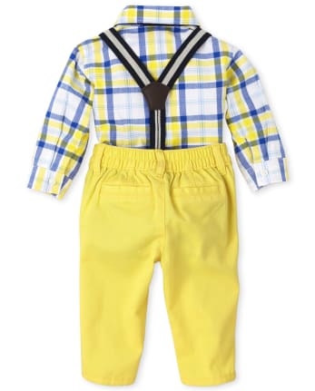 The Childrens Place Baby Boys Long Sleeve Twill Checkered Woven Top