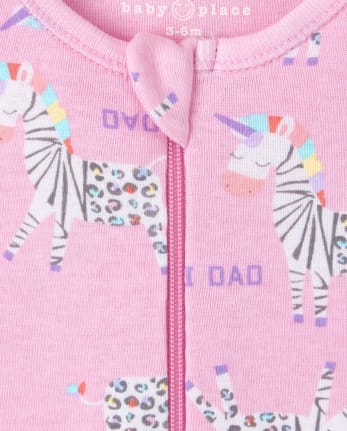 Baby And Toddler Girls Zebra Snug Fit Cotton One Piece Pajamas