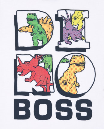 Camiseta con estampado Dino Boss para bebés y niños pequeños