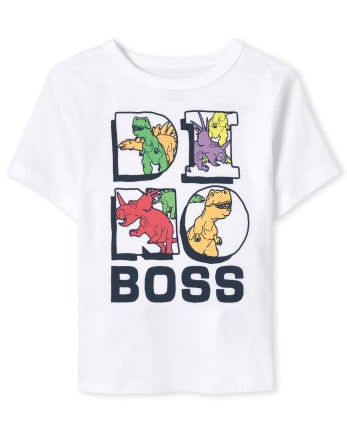 Camiseta con estampado Dino Boss para bebés y niños pequeños