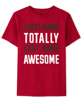 Camiseta gráfica de manga corta para niños "Last Name Awesome First Name Totally" | The Children's Place -
