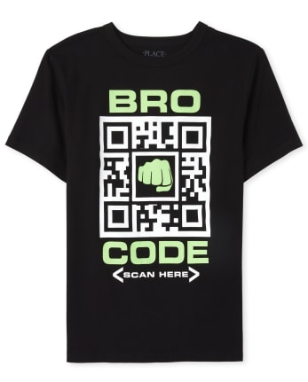 The Children's Place Boys Black Short Sleeve 'Activate Bro Mode' Glow-In-The-Dark  Graphic Tee