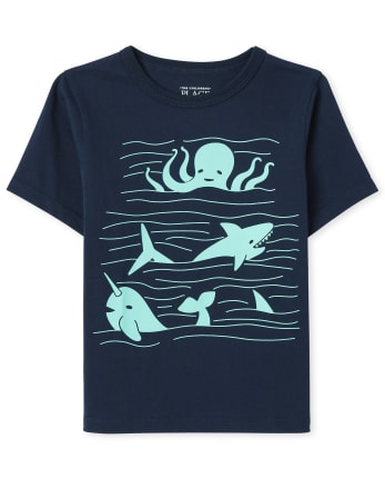 Camiseta con estampado de vida marina para bebés y niños pequeños