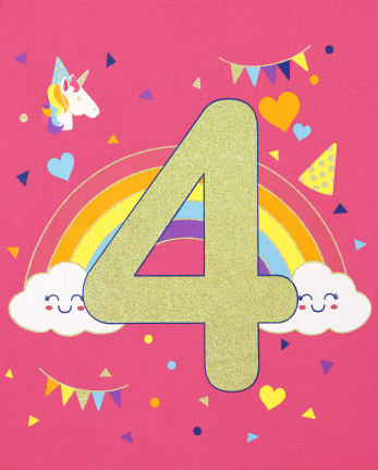 Girls Birthday 4 Graphic Tee