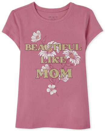 Girls Beautiful Like Mom Graphic Tee