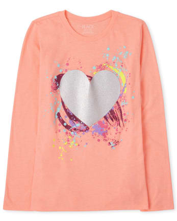 Camiseta con gráfico de corazón para niña