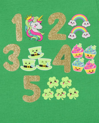 Baby And Toddler Girls St. Patrick's Day Numbers Graphic Tee