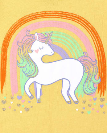 Baby And Toddler Girls Unicorn Rainbow Graphic Tee