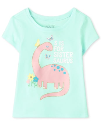 Baby And Toddler Girls Short Sleeve 'S If For Sistersaurus' Dino ...