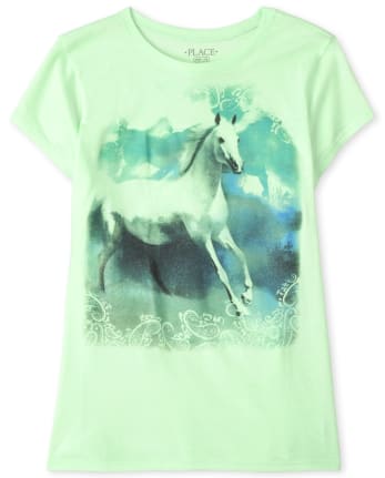 Camiseta con estampado de caballo para niñas