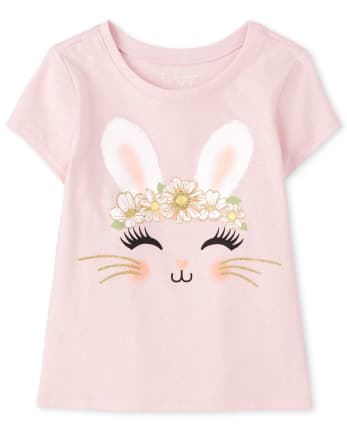 Baby And Toddler Girls Short Sleeve Bunny Graphic Tee The