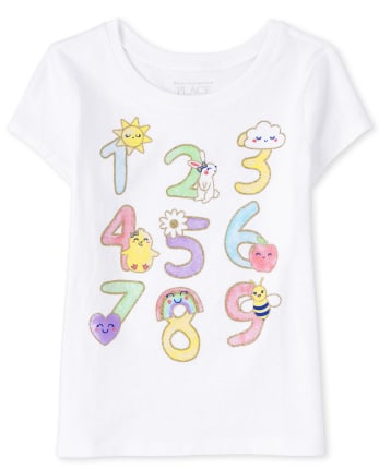 Camiseta gráfica con números para bebés y niñas pequeñas