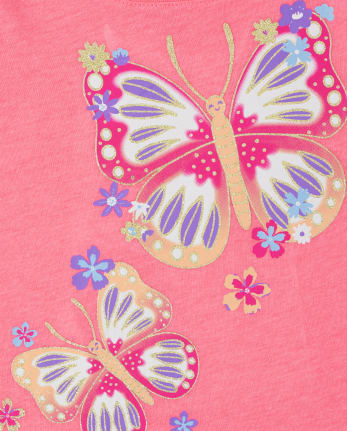 Camiseta con estampado de mariposas para bebés y niñas pequeñas
