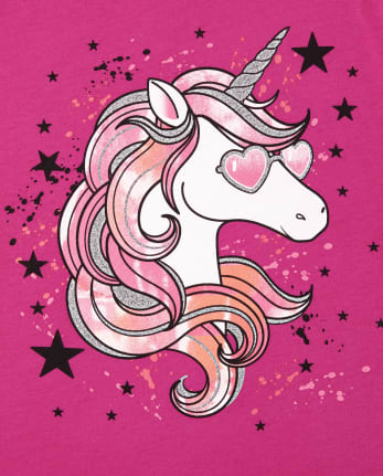 Camiseta con estampado de estrellas de unicornio para niñas