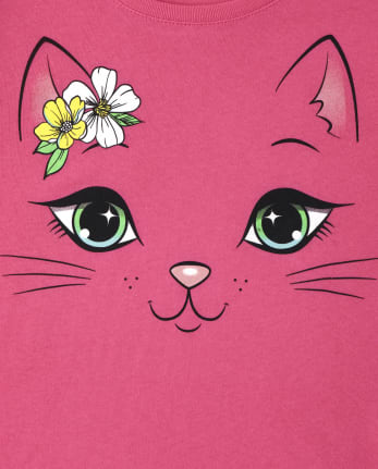 Camiseta con gráfico de gato para niñas