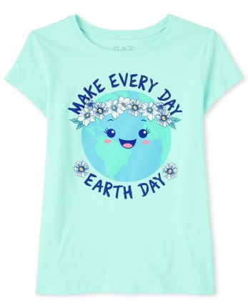 Camiseta gráfica del Día de la Tierra para niñas