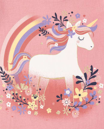 Camiseta con gráfico de unicornio para bebés y niñas pequeñas