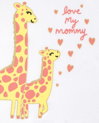 T-shirt graphique maman girafe pour bébés et petites filles