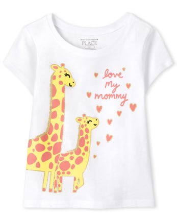 T-shirt graphique maman girafe pour bébés et petites filles