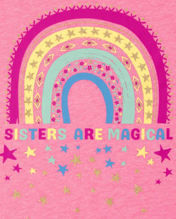 Baby And Toddler Girls Sisters Rainbow Graphic Tee