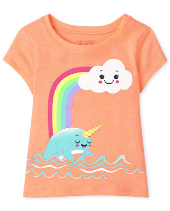 Camiseta con estampado de narval para bebés y niñas pequeñas