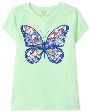 Camiseta con estampado de mariposas para niñas