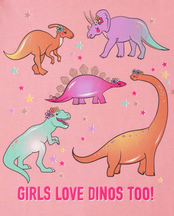Camiseta con gráfico de dinosaurio para niñas