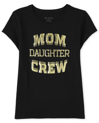 Camiseta con estampado Family Mom Crew para niñas a juego