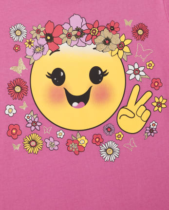 T-shirt graphique Emoji paix pour filles