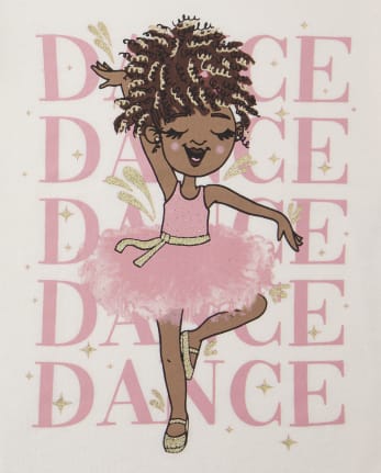 Paquete de 2 camisetas con gráfico de baile para niñas pequeñas y bebés