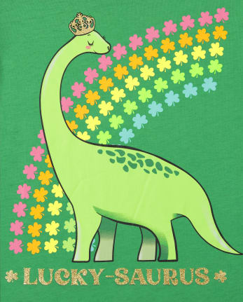 Girls St. Patrick's Day Dino Graphic Tee