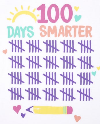 Camiseta con gráfico de 100 días de clases para niñas