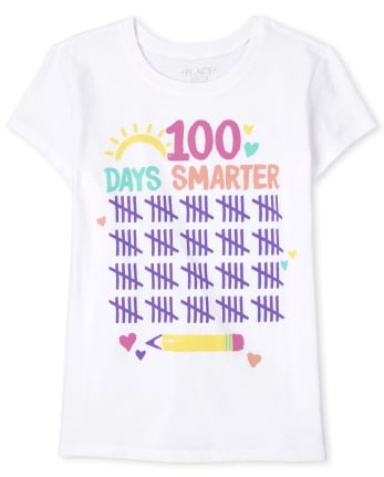 Camiseta con gráfico de 100 días de clases para niñas