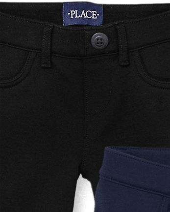Niña Uniforme Ponte Tejido de punto Jeggings sin cordones, paquete de 3