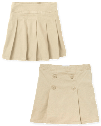 Girls Uniform Stretch Pleated Button Skort 2-Pack