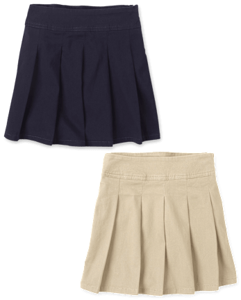 Girls Uniform Stretch Pleated Skort 2-Pack - Plus