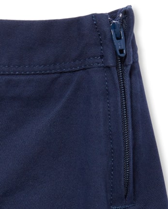 Girls Uniform Stretch Button Skort 2-Pack - Plus
