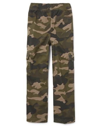 Boys Uniform Camo Twill Woven Pull On Cargo Pants 2-Pack | The Children ...