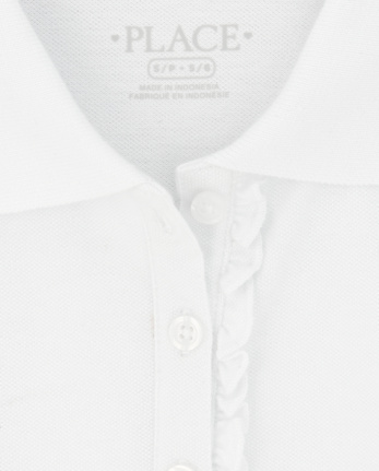 Girls Uniform Ruffle Soft Stretch Pique Polo 2-Pack - Plus