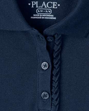 Girls Uniform Ruffle Soft Stretch Pique Polo 2-Pack - Plus