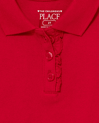 Polo de piqué con volantes de uniforme para niñas pequeñas, paquete de 4