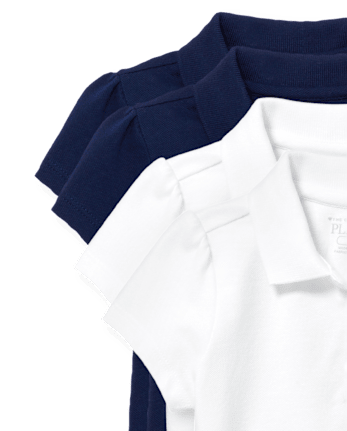 Polo de piqué con volantes de uniforme para niñas pequeñas, paquete de 4