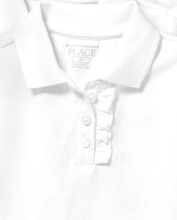 Toddler Girls Uniform Ruffle Soft Stretch Pique Polo 5-Pack