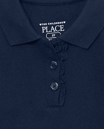 Niños pequeños Niña Uniforme Polo Piqué Con Volantes 5-Pack