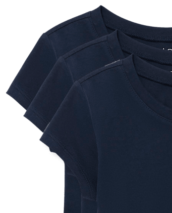 Paquete de 3 camisetas básicas con capas de uniforme para niñas
