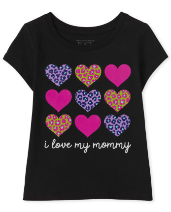 Baby And Toddler Girls Short Sleeve 'I Love My Mommy' Hearts Graphic ...