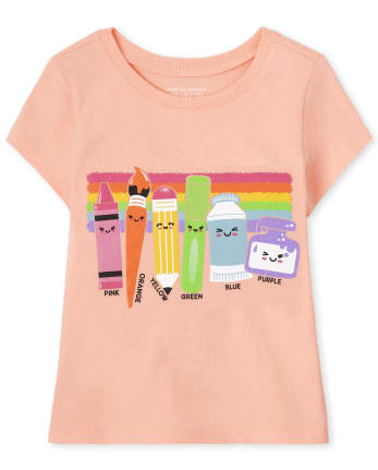 Baby And Toddler Girls School Supplies Graphic Tee