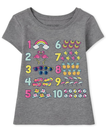 Camiseta gráfica con números para bebés y niñas pequeñas