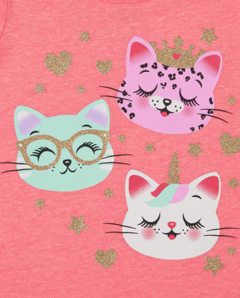Camiseta con estampado de gatos para bebés y niñas pequeñas