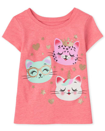 Camiseta con estampado de gatos para bebés y niñas pequeñas